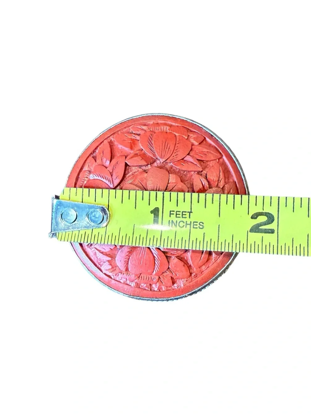 Vintage Chinese Cinnabar Style Floral Trinket Box Beijing Lacquer Style
